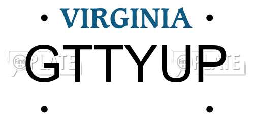GTTYUP Virginia License Plate