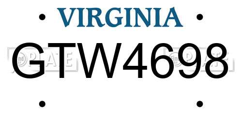 GTW4698 Virginia License Plate
