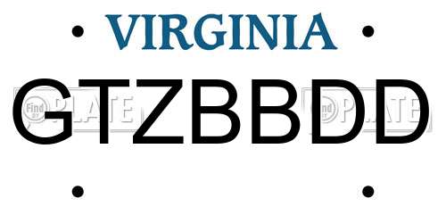 GTZBBDD Virginia License Plate
