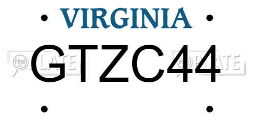 GTZC44 Virginia License Plate
