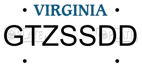 GTZSSDD Virginia License Plate