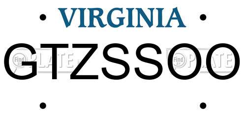 GTZSSOO Virginia License Plate