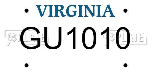GU1010 Virginia License Plate