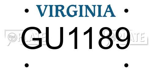 GU1189 Virginia License Plate