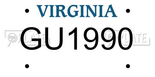 GU1990 Virginia License Plate