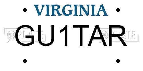 GU1TAR Virginia License Plate