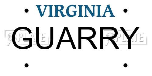 GUARRY Virginia License Plate