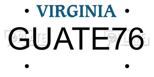 GUATE76 Virginia License Plate