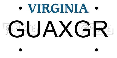 GUAXGR Virginia License Plate