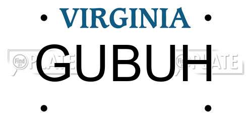 GUBUH Virginia License Plate