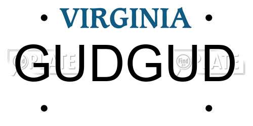 GUDGUD Virginia License Plate
