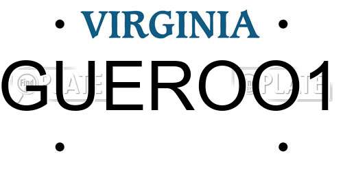 GUEROO1 Virginia License Plate