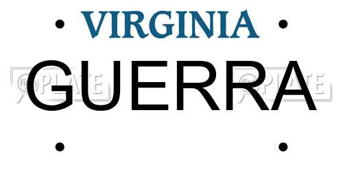 GUERRA Virginia License Plate