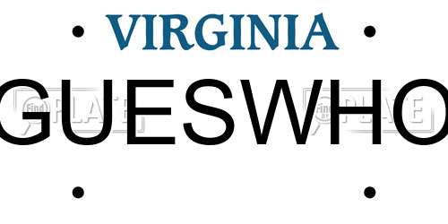 GUESWHO Virginia License Plate