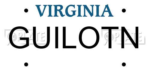 GUILOTN Virginia License Plate