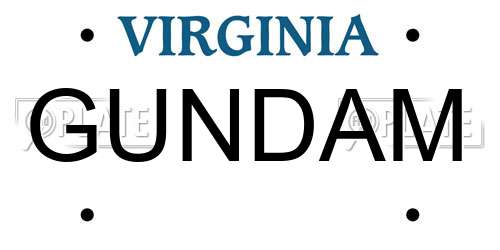 GUNDAM Virginia License Plate