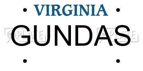 GUNDAS Virginia License Plate