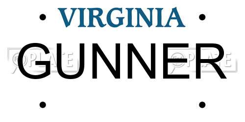 GUNNER Virginia License Plate