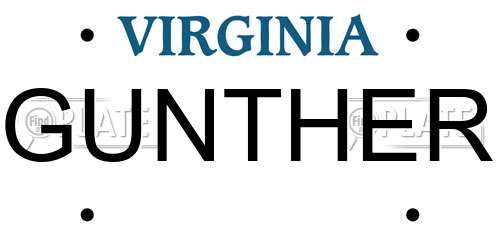 GUNTHER Virginia License Plate