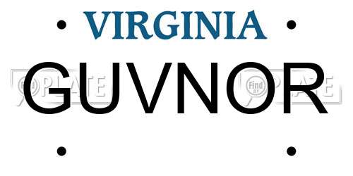 GUVNOR Virginia License Plate