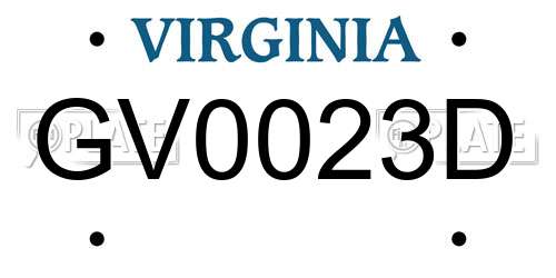 GV0023D Virginia License Plate