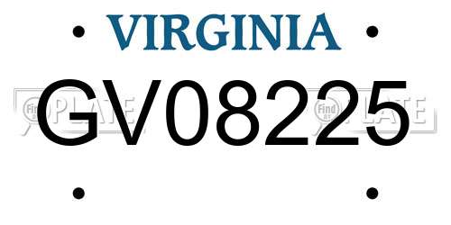 GV08225 Virginia License Plate