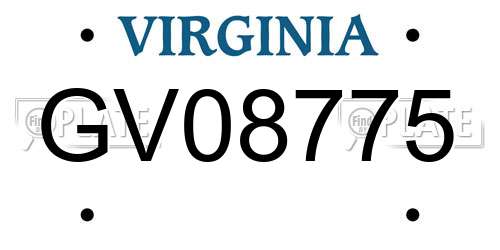 GV08775 Virginia License Plate
