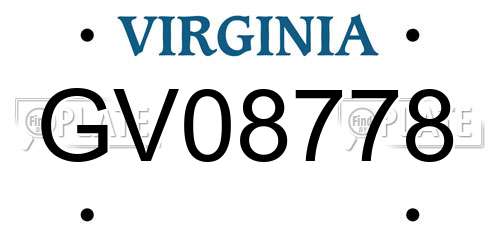 GV08778 Virginia License Plate