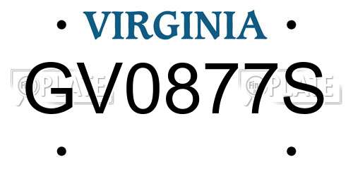 GV0877S Virginia License Plate