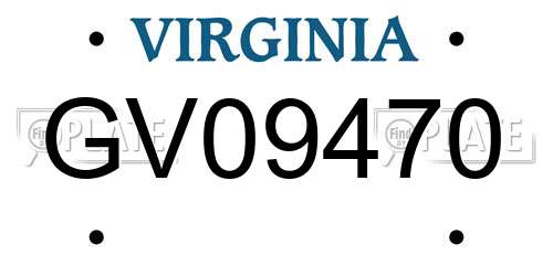 GV09470 Virginia License Plate