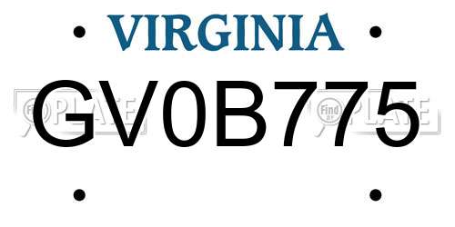 GV0B775 Virginia License Plate