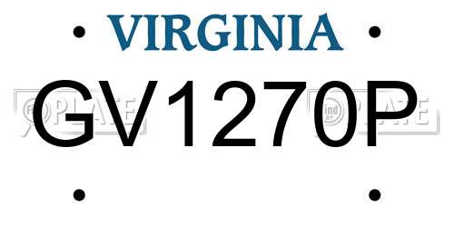 GV1270P Virginia License Plate