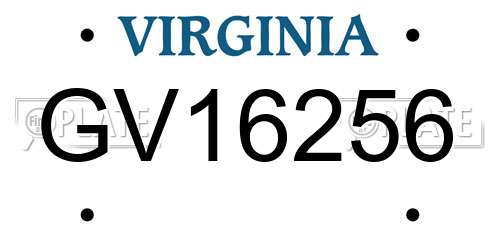 GV16256 Virginia License Plate