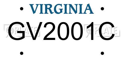GV2001C Virginia License Plate