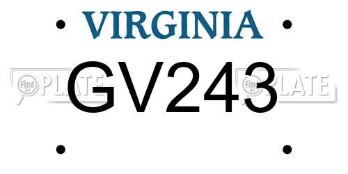 GV243 Virginia License Plate