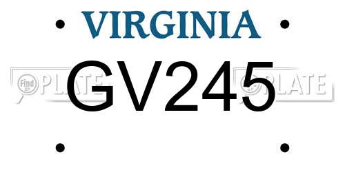 GV245 Virginia License Plate