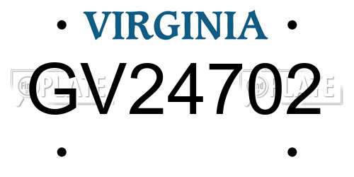 GV24702 Virginia License Plate