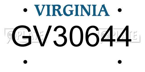 GV30644 Virginia License Plate