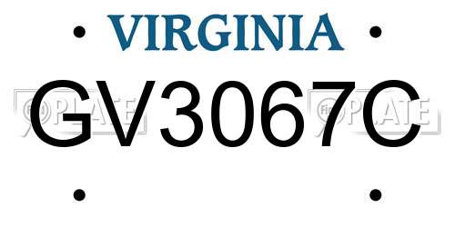 GV3067C Virginia License Plate