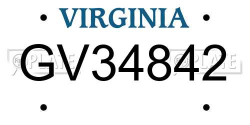 GV34842 Virginia License Plate