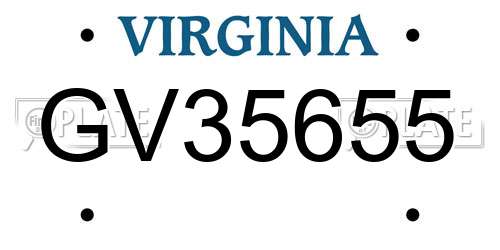 GV35655 Virginia License Plate