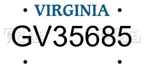 GV35685 Virginia License Plate