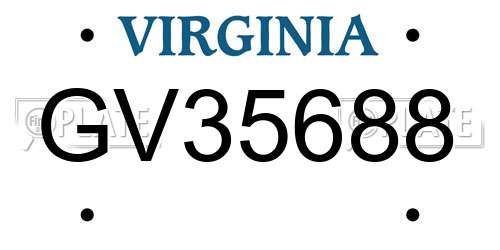 GV35688 Virginia License Plate
