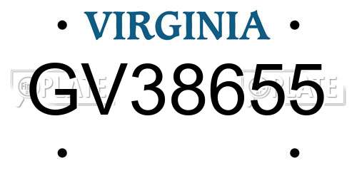 GV38655 Virginia License Plate