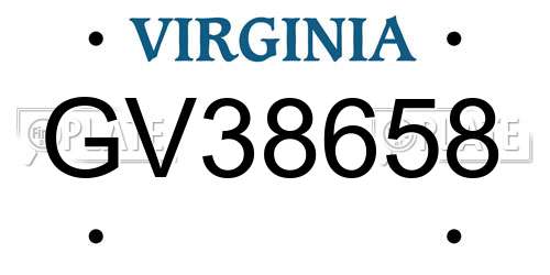 GV38658 Virginia License Plate