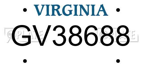 GV38688 Virginia License Plate
