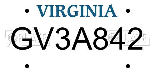 GV3A842 Virginia License Plate