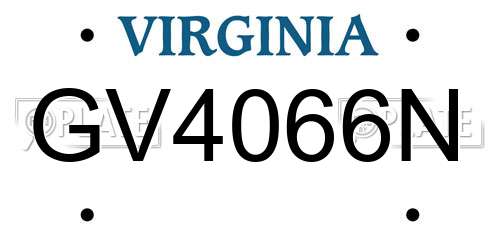 GV4066N Virginia License Plate