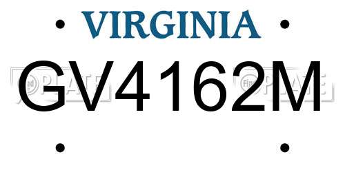 GV4162M Virginia License Plate