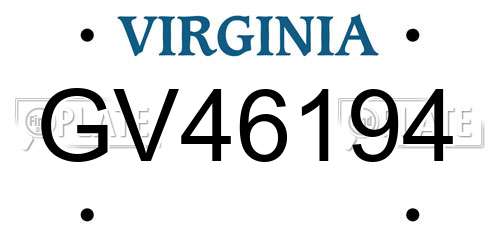 GV46194 Virginia License Plate